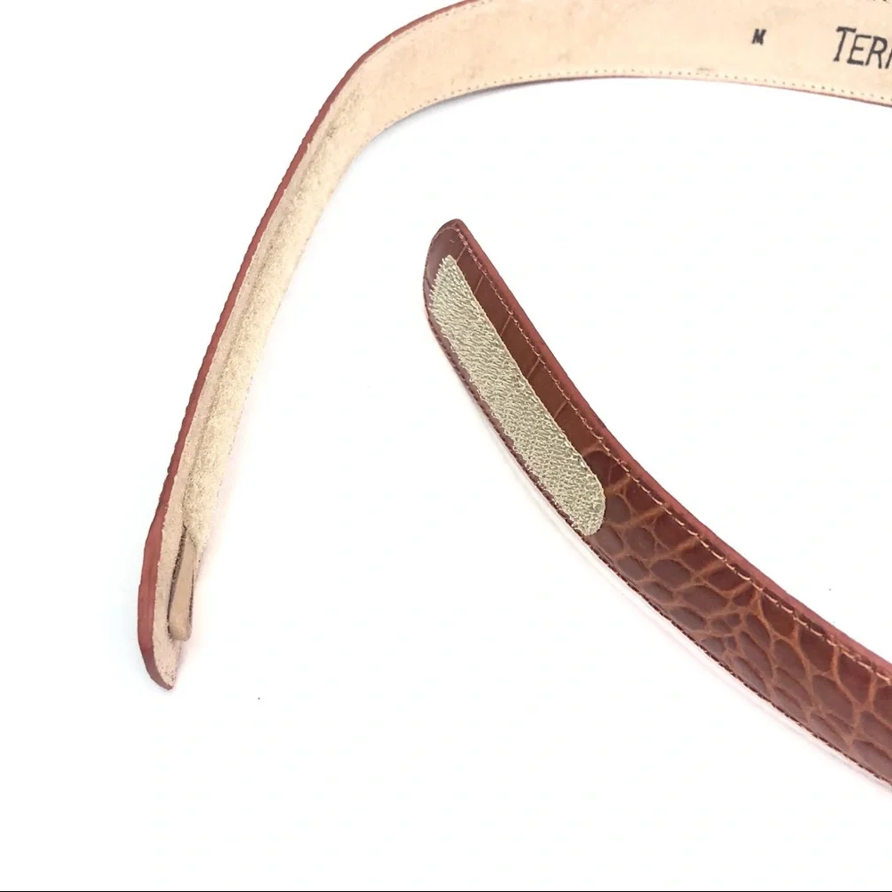 - Terry Stack Women Lg Italian Tan Croc Leather Belt